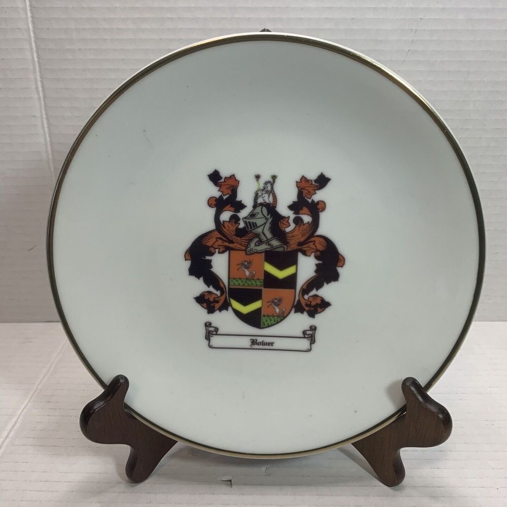 Bower Family‎ Coat Of Arms Collector Plate / Vintage 8.25" /BOWER FAMILY